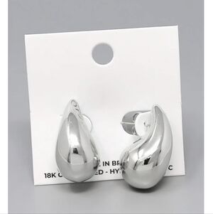 Rhodium - Teardrop Stud Earrings.